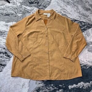 White Stag Shirt Women 3X 22w-24w Caramel Corn Faux Suede Button Front Back Yoke